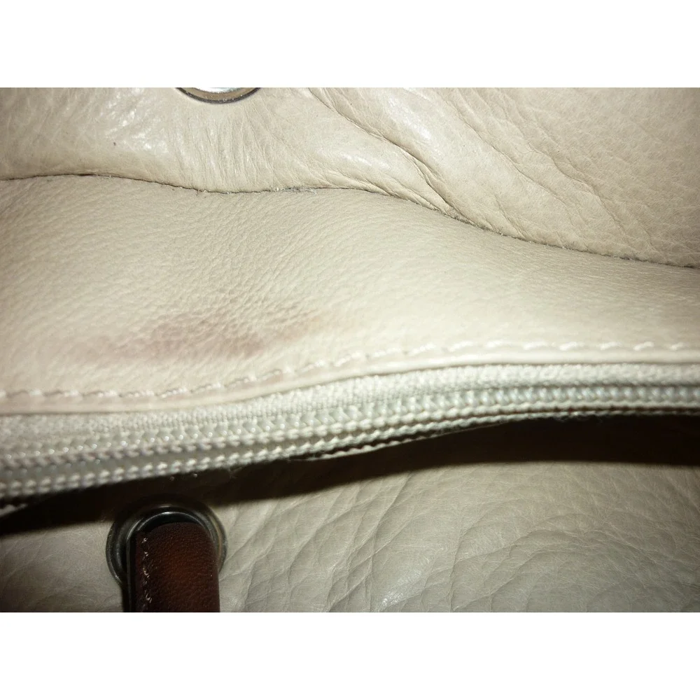 Marco Buggiani Chic‎ Tote Bag Women Beige Brown Leather Top Handle Shoulder Bag